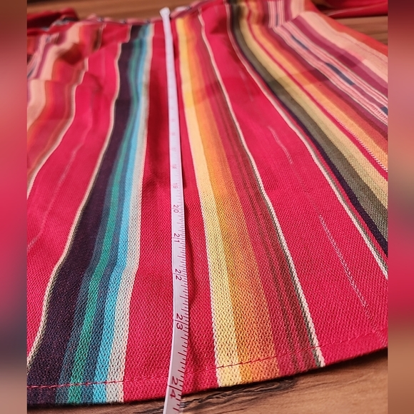 Silverado Western Rese Serape Shirt Red Multicolored Striped Off Shoulder Size S - Picture 13 of 16